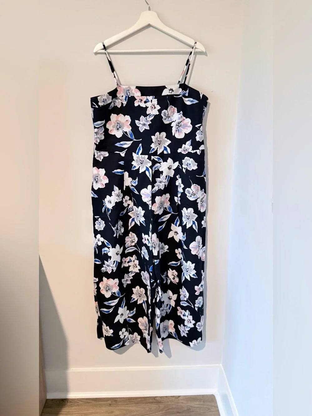 Banana Republic Floral Linen Wide Leg Jumpsuit Women 14 Vacation Travel Casual